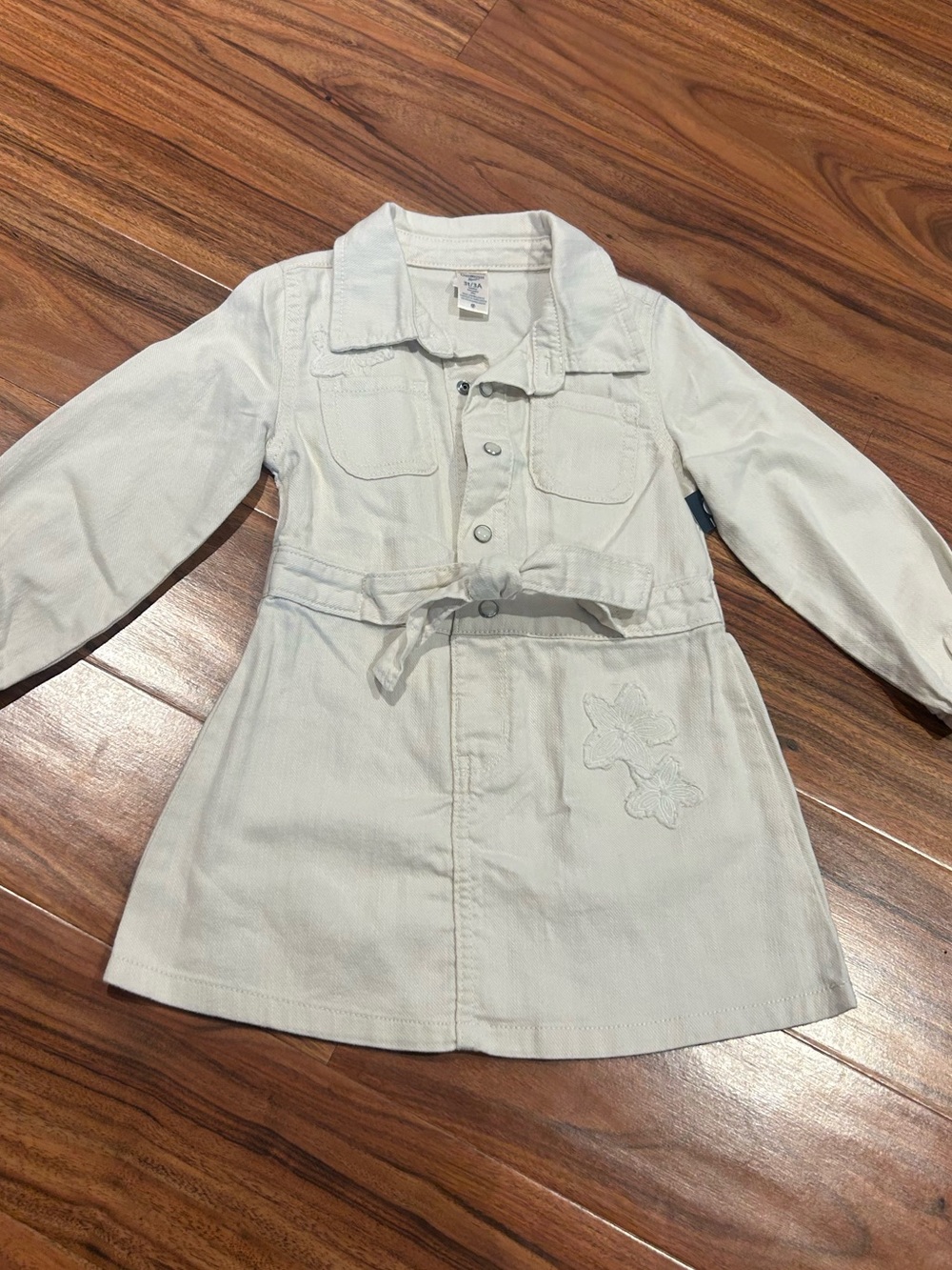 NWT oshkosh beige ivory jean dress long sleeve girls size 3 3t